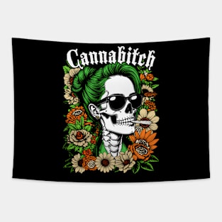 Canna Weed Smoker Stoner Skeleton 420 Pot Tapestry