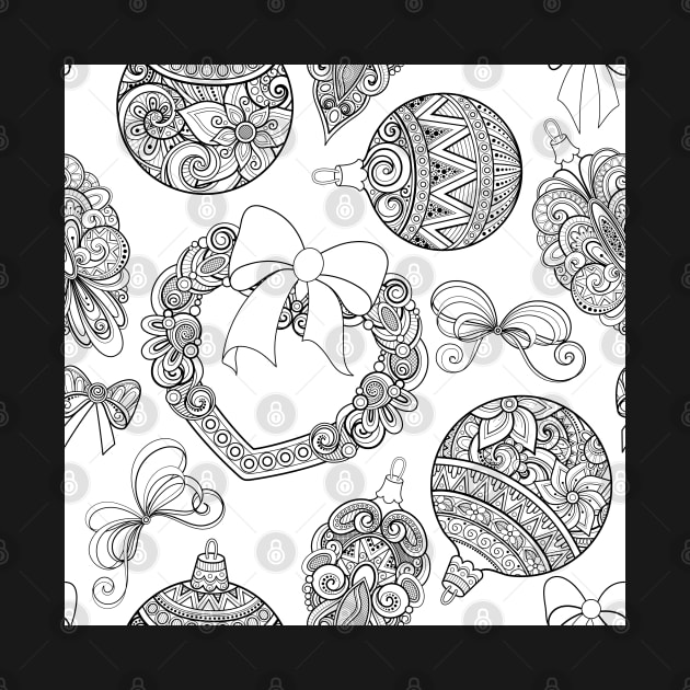 Monochrome Merry Christmas Pattern, New Year Illustration by lissantee