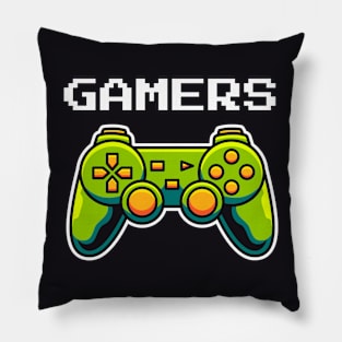 Game controller with gamers typography Pillow