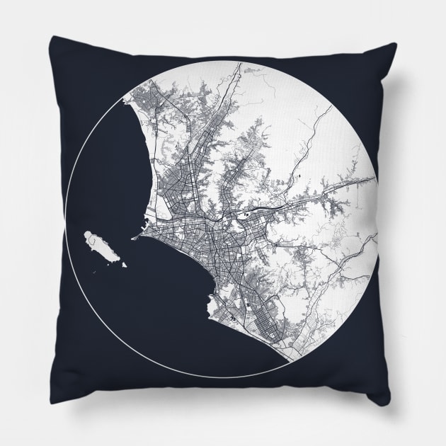 Lima, Peru City Map - Full Moon Pillow by deMAP Studio