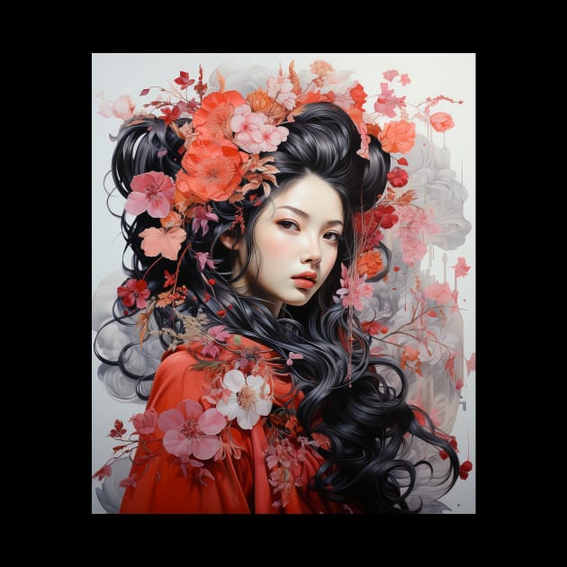 Painting Japanese Geisha Art Flowers Sakura Blossoms in Hair by Spit in my face PODCAST