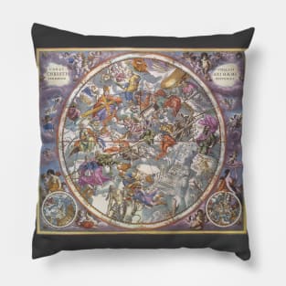 Vintage Christian Constellations Northern Sky by Andreas Cellarius from Harmonia Macrocosmica Pillow