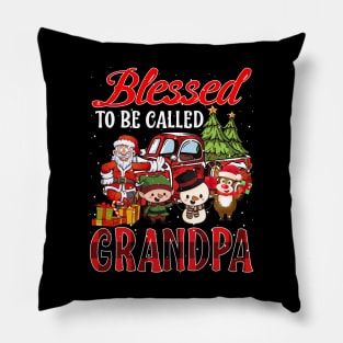 Blessed To Be Called Grandpa Christmas Buffalo Plaid Truck Pillow