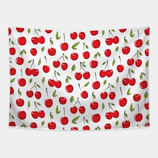 Cheerful cherry pattern, colorful cherries on white Tapestry