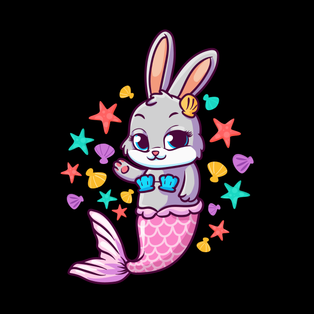 Cute Bunny Mermaid Swimming Bunnies by theperfectpresents