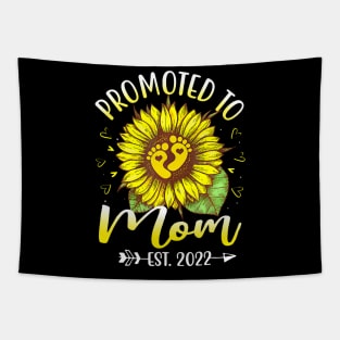 Promoted To Mom Est 2022 Sunflowers New Mom Tapestry