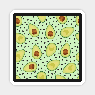 Avocado Pattern Green Background Magnet