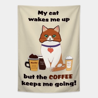 Morning Cat and Coffee Tapestry