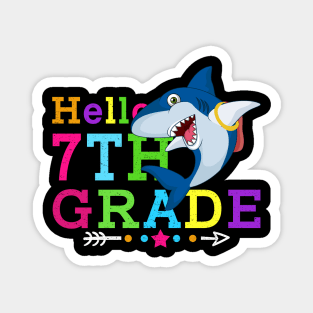 Shark Hello 7th Grade Tshirt Teachers Kids Back to school Gifts Magnet