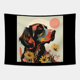 70s Flat-coated Retriever Vibes: Pastel Pup Parade Tapestry