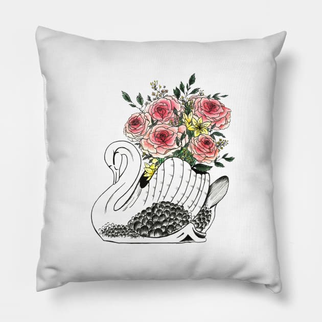 Crown lynn Swan Pillow by CasValli