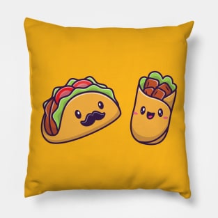 Cute Taco And Burrito Food Pillow