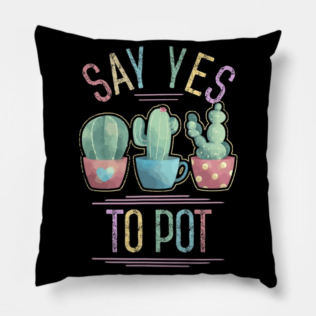 Say Yes To Pot Plant Head Succulent Lover Gardening Pillow by IainDodes