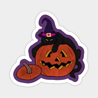 Cute Witch Black Cat Magnet