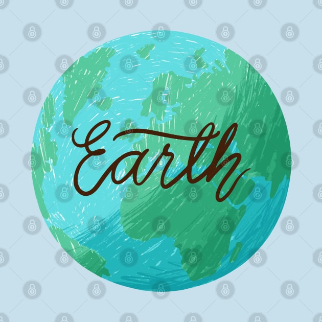 Earth Illustration Hand drawn by Mako Design 