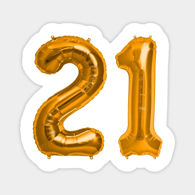 Orange 21st Birthday Metallic Helium Balloons Numbers Magnet by podartist