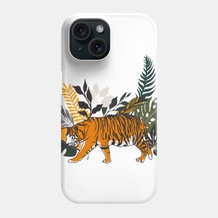 Colorful Tiger Art With Tropical Foliage Phone Case