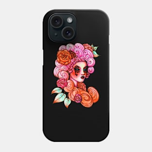 Peachy Pink Curls Lady Phone Case