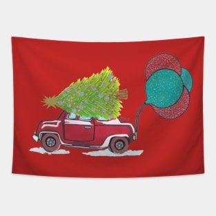 Christmas tree car Tapestry