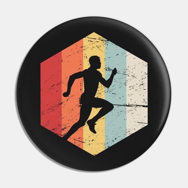 Retro 70s Cross Country Running Icon Pin by MeatMan