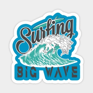 Surf - The Big Wave, Big Wave Surfer, Retro style wave, Vintage wave pattern, great wave, Japan surf culture, kanagawa shonan Magnet