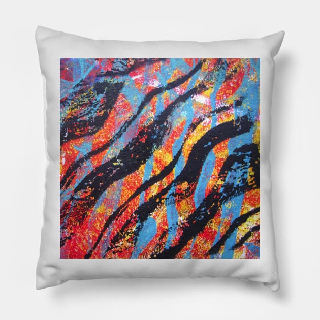 Flying Free Monoprint Abstract Section Pillow by Heatherian