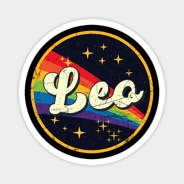 Leo // Rainbow In Space Vintage Grunge-Style Magnet by LMW Art