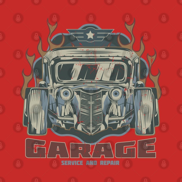 Hot Rod Garage Service & Repair by funkymonkeytees