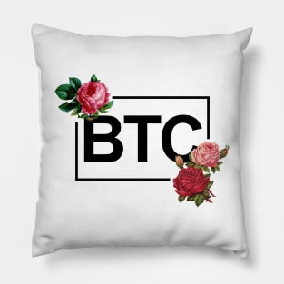 Bitcoin Rose Border Black Pillow