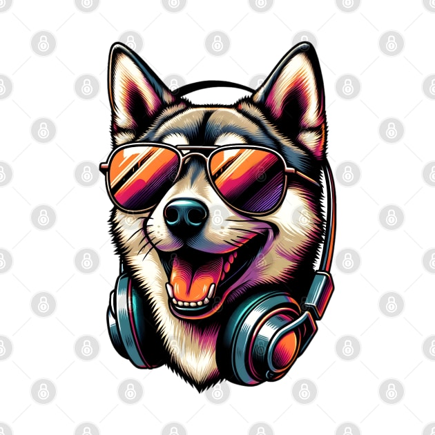 Swedish Vallhund DJ Smiling with Lively Rhythms by ArtRUs