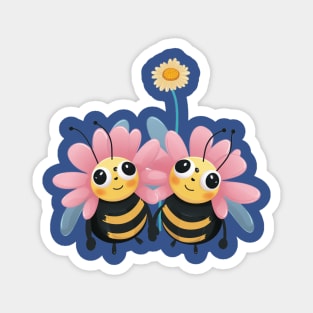 Two Cute Bees Holding Hands and Ready For Spring Magnet