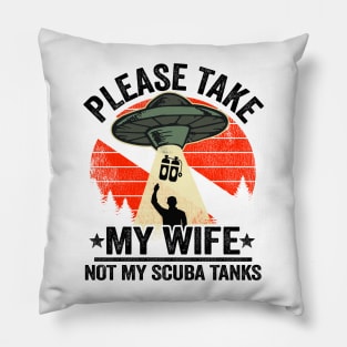 Scuba Diving Dad Diver Down Flag Vintage Ufo Funny Pillow