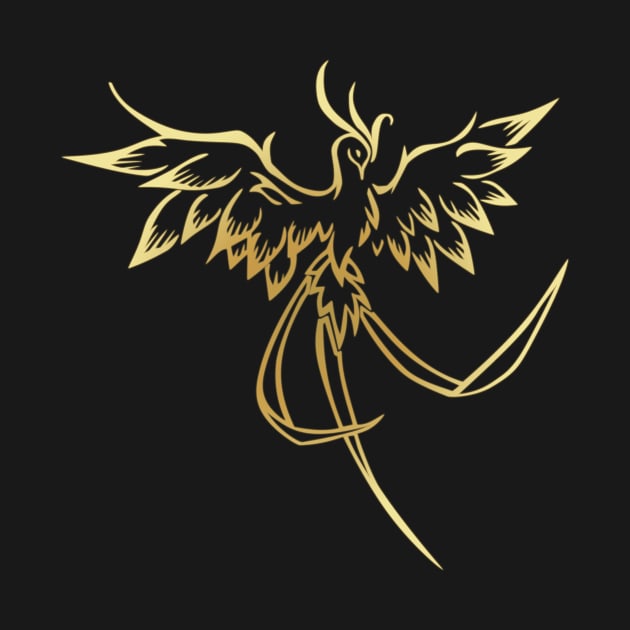 Stylish Gold Phoenix Mythical Bird Rising Born Again by twizzler3b