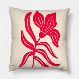 Red Stylized Tulip Pillow