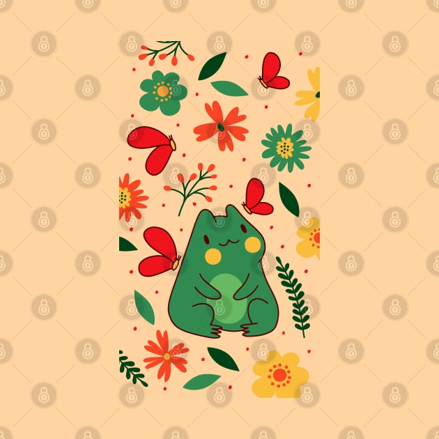 Cute Cottagecore Frog Floral Aesthetic by Sugoi Otaku Gifts