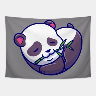 Cute Panda Sleeping And Eating Bamboo Cartoon Tapestry