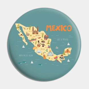 Mexico Illustrated Map Pin