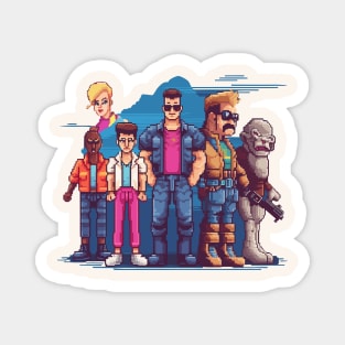 Retro Pixel Party: 80s Fashion in 8-Bit World Magnet