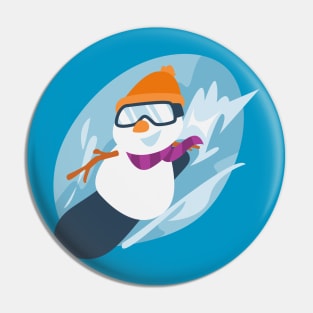 Snowman Snowboarding Pin