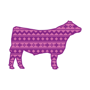 Show Steer Livestock with Pink Southwest Pattern T-Shirt