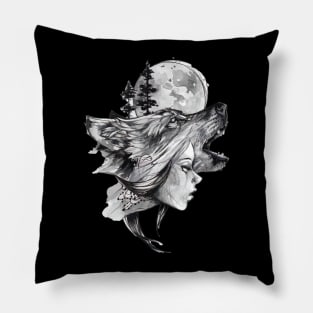 Woman Wolf Pillow