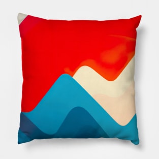 Retro Mountains and Sun Pillow