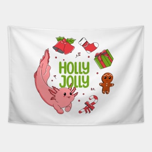 Holly Jolly Axolotl Tapestry