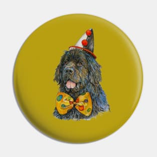 Newfoundland Dog Clown Bow Tie and Hat Pin