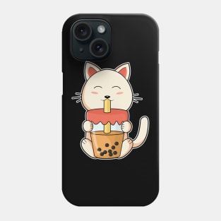 Cat & Drink with Drinking straw Phone Case