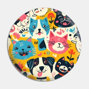 Eclectic Happy Pets and Nature Pattern Pin