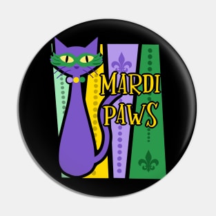 Mardi Paws Mid Century Modern Mardi Gras Funny Cat Pin