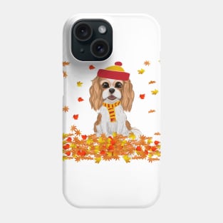 Blenheim Cavalier King Charles Spaniel in Fall Leaves Phone Case