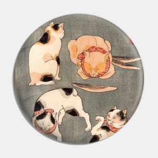 Kuniyoshi Utagawa Four Cats In Different Poses 1830 Pin