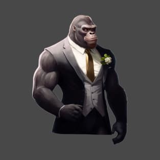 Muscular Gorilla Wearing a Tuxedo T-Shirt